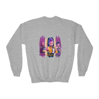 Vibrant Youth Crewneck Sweatshirt with Colorful Designs, Cozy Pullover for Kids, Unisex Sweatshirt, Great for Gifts, Cool Streetwear