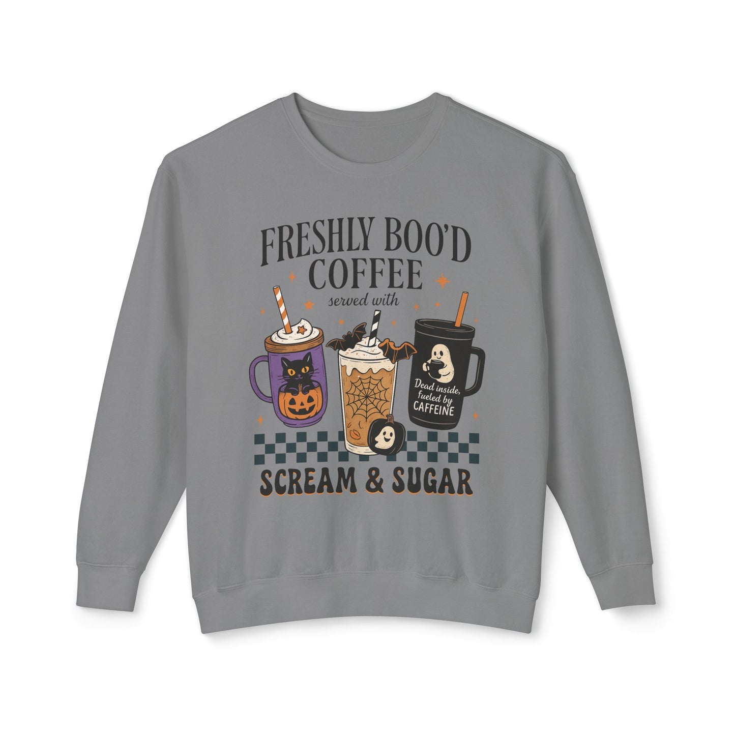 Halloween Coffee Sweatshirt, Unisex Halloween Crewneck, Scream & Sugar Sweater, Gift for Coffee Lovers, Fall Fashion