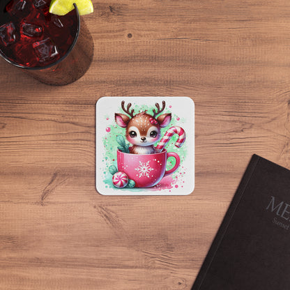 Cute Holiday Coasters (50 or 100 pcs) – Adorable Reindeer Design, Perfect for Christmas, Home Decor, Gift Idea, Party Supplies