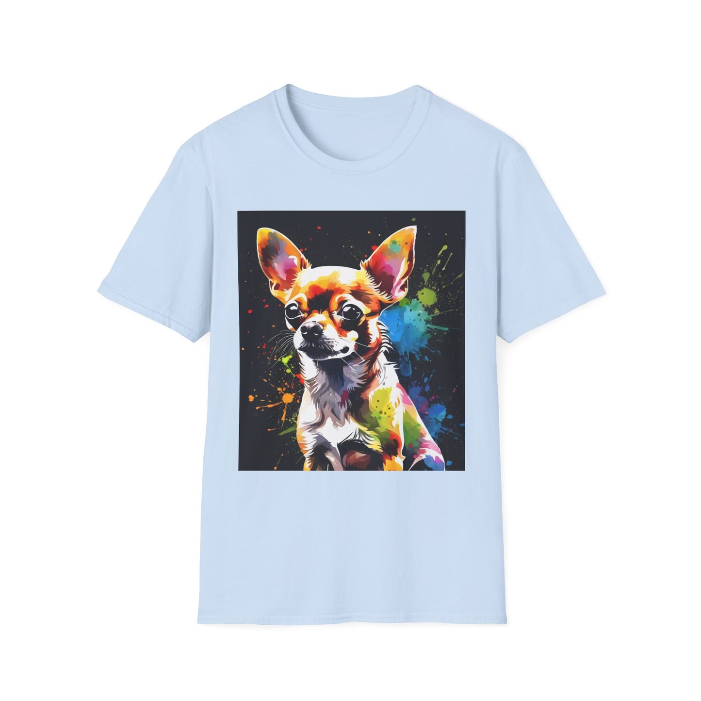 Colorful Chihuahua Art T-Shirt, Pet Lover Gift, Animal Lover Tee, Casual Wear, Unique Dog T-Shirt, Dog Mom Gift