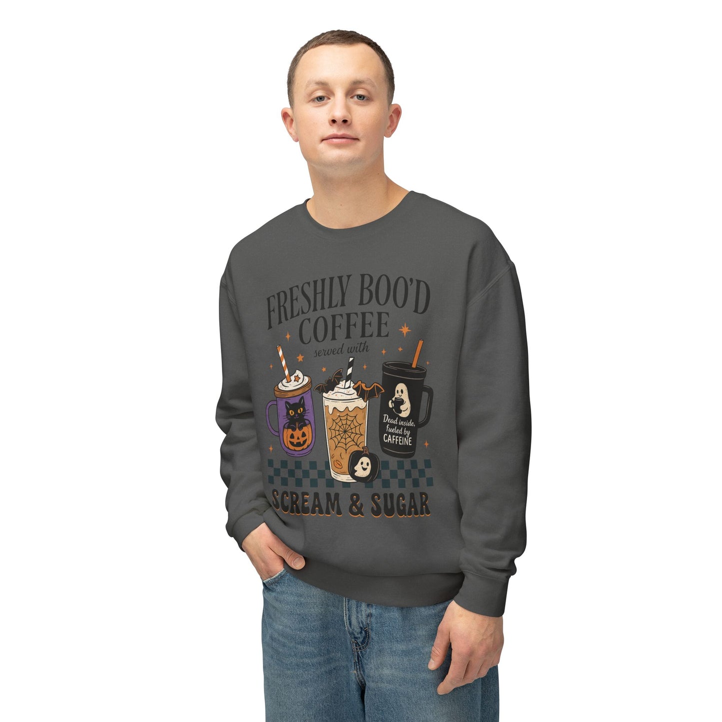 Halloween Coffee Sweatshirt, Unisex Halloween Crewneck, Scream & Sugar Sweater, Gift for Coffee Lovers, Fall Fashion