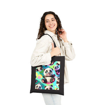Cute Panda Cotton Canvas Tote Bag, Eco-Friendly Shopping Bag, Tote for Animal Lovers, Gift for Kids and Teens, Reusable Grocery Bag