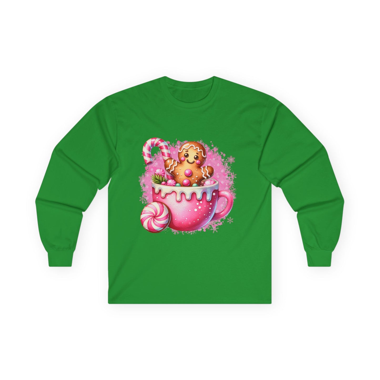 Gingerbread Hot Cocoa Long Sleeve Tee, Holiday T-shirt, Christmas Sweatshirt, Winter Apparel, Gift for Her
