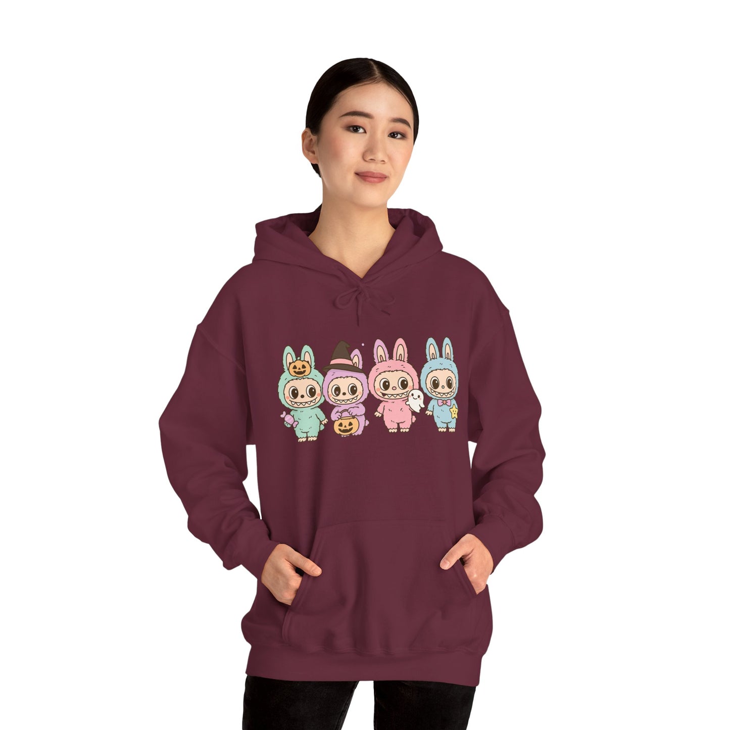 Cute Bunny-Themed Unisex Hoodie, Cozy Animal Sweatshirt for Halloween, Gift for Animal Lovers, Casual Cute Apparel, Funny Graphic Sweatshirt