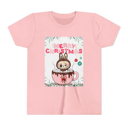 Christmas Bunny Youth Tee, Merry Christmas Shirt, Cute Holiday T-Shirt, Kids Christmas Apparel, Festive Youth Shirt