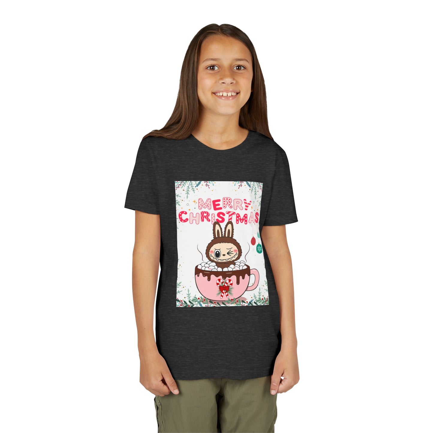 Christmas Bunny Youth Tee, Merry Christmas Shirt, Cute Holiday T-Shirt, Kids Christmas Apparel, Festive Youth Shirt
