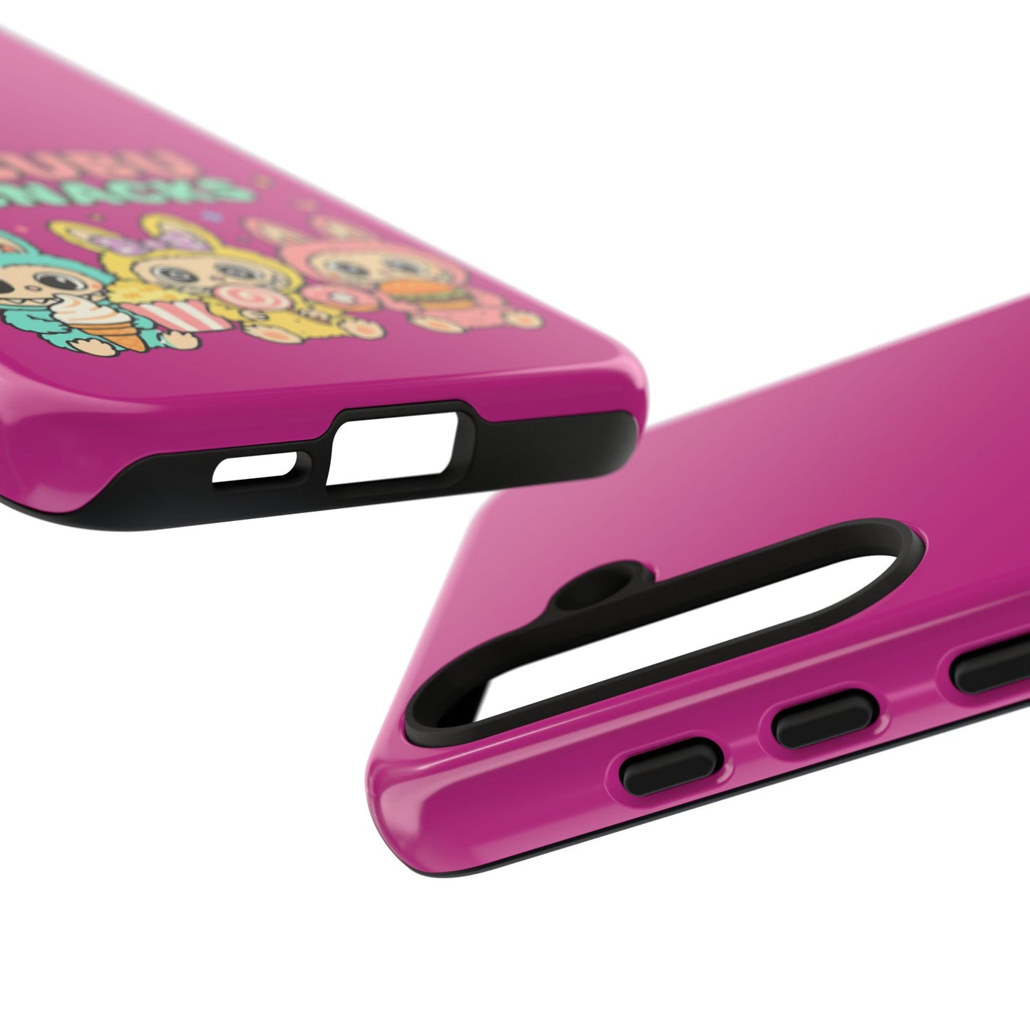 Cute Character Phone Case - Labubus & Snacks, Kawaii Accessories, Gift for Food Lovers, Fun Phone Cover, Cute Tech Gear