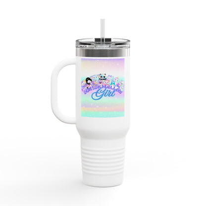 Magical Girl Insulated Travel Mug, 40oz - Perfect for Coffee Lovers, Birthday Gift, Rainbow Vibes, Cute Character Design, Adventure Mug