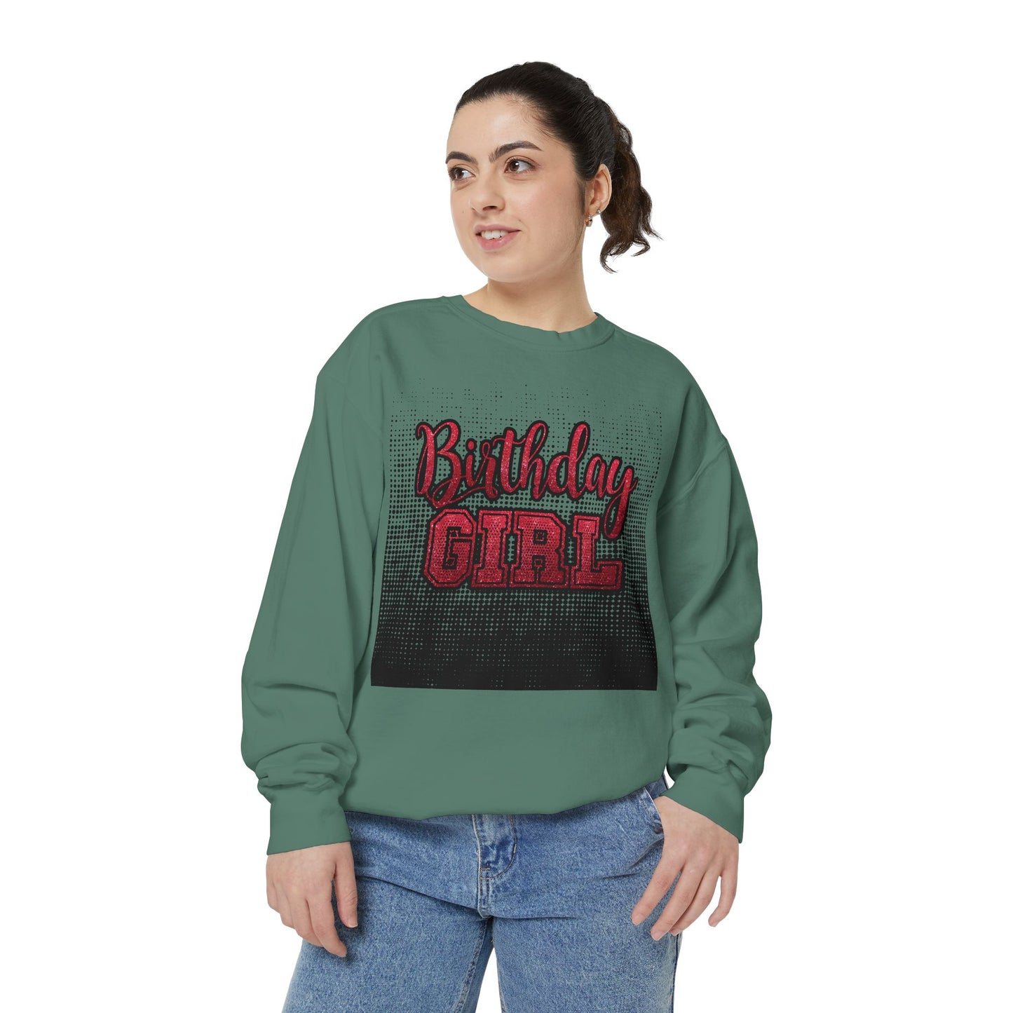 Birthday Girl Sweatshirt, Unisex Garment-Dyed Crewneck, Cozy Gift for Her, Celebration Apparel, Fun Birthday Outfit