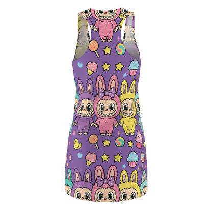Cute Colorful Bunny Print Racerback Dress, Summer Dress, Casual Dress, Birthday Party Dress, Festival Outfit, Gift for Her