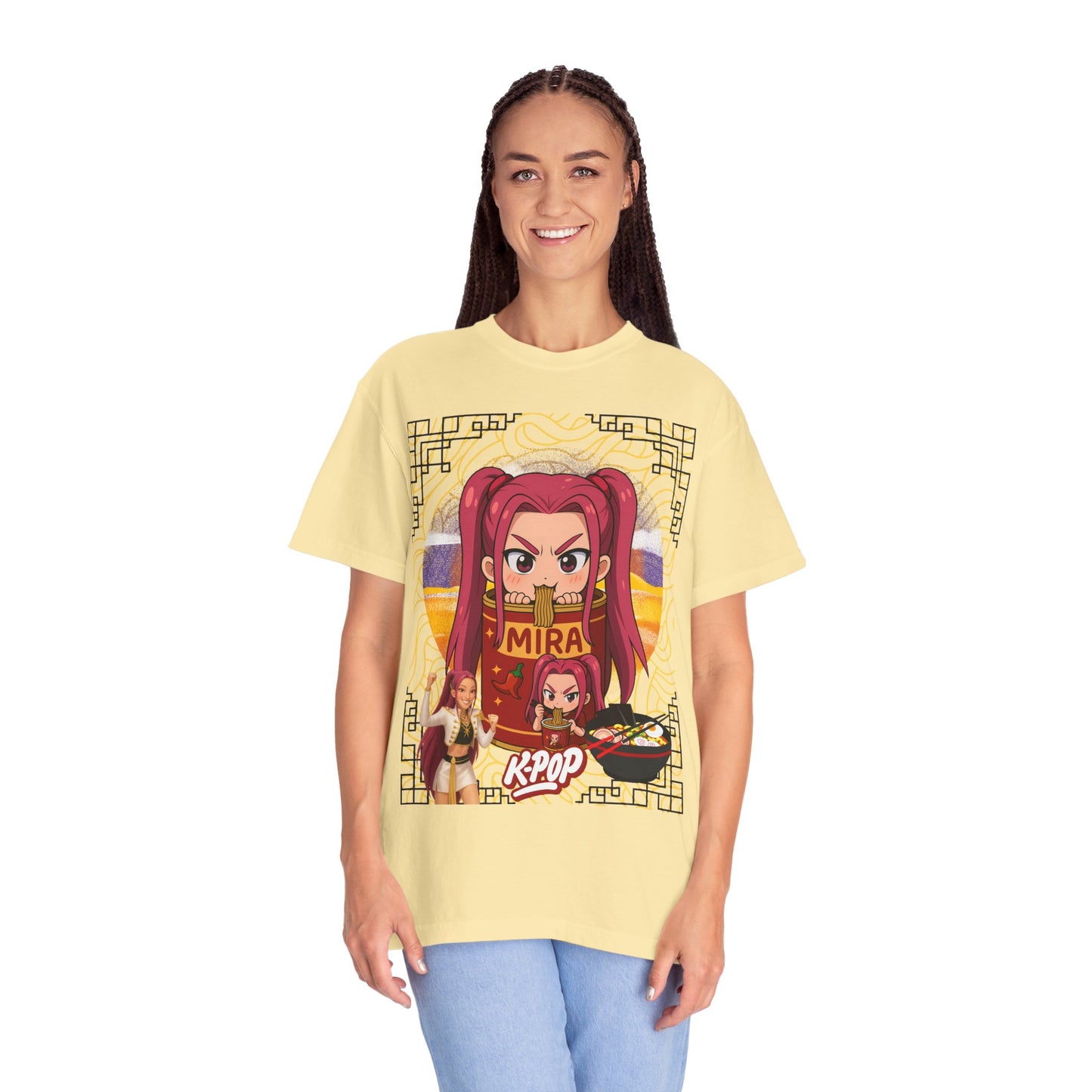 K-Pop Inspired Garment-Dyed T-Shirt, Trendy Streetwear, Anime Fan Apparel, Casual Wear, Gifts for Music Lovers