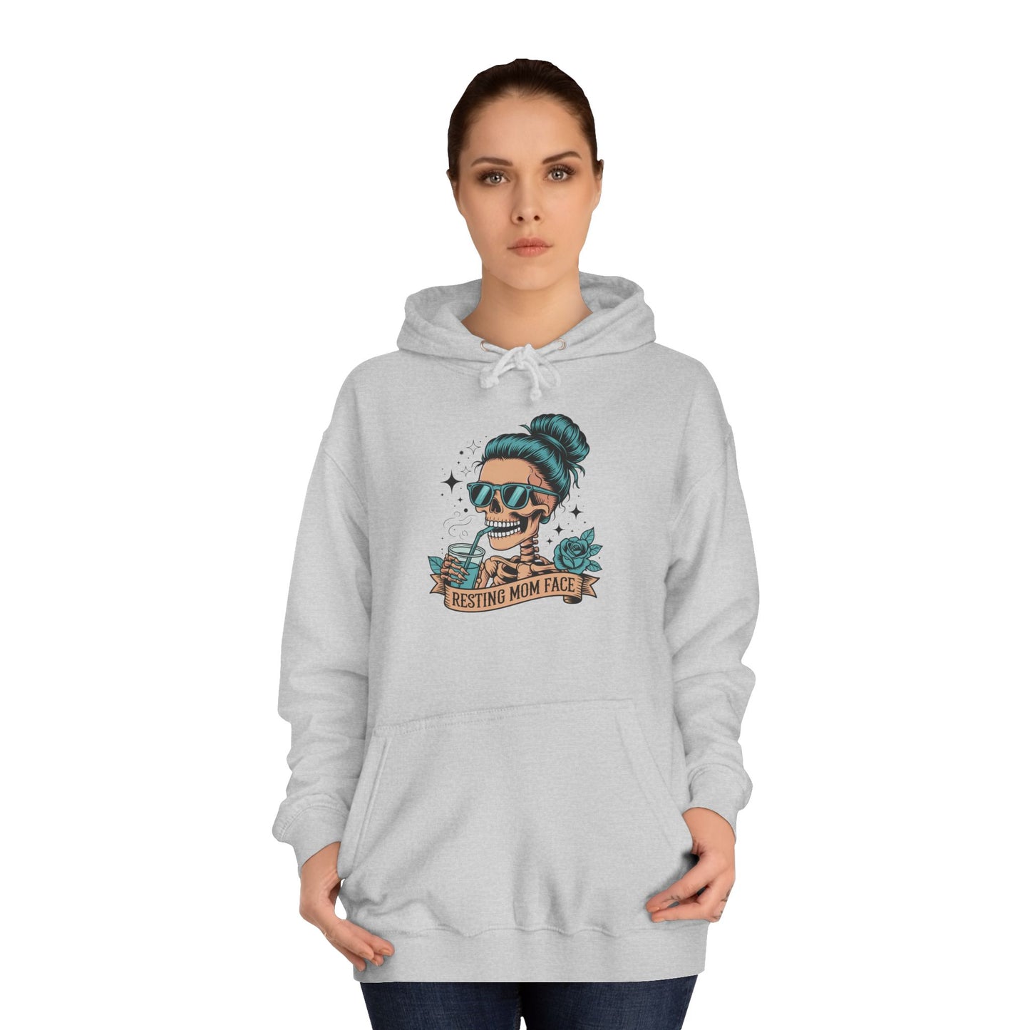 Resting mom face Trendy College Hoodie - Perfect for Campus Style, Gift for Students, Cozy Winter Wear, Unisex Culture Apparel, College Spirit Wear