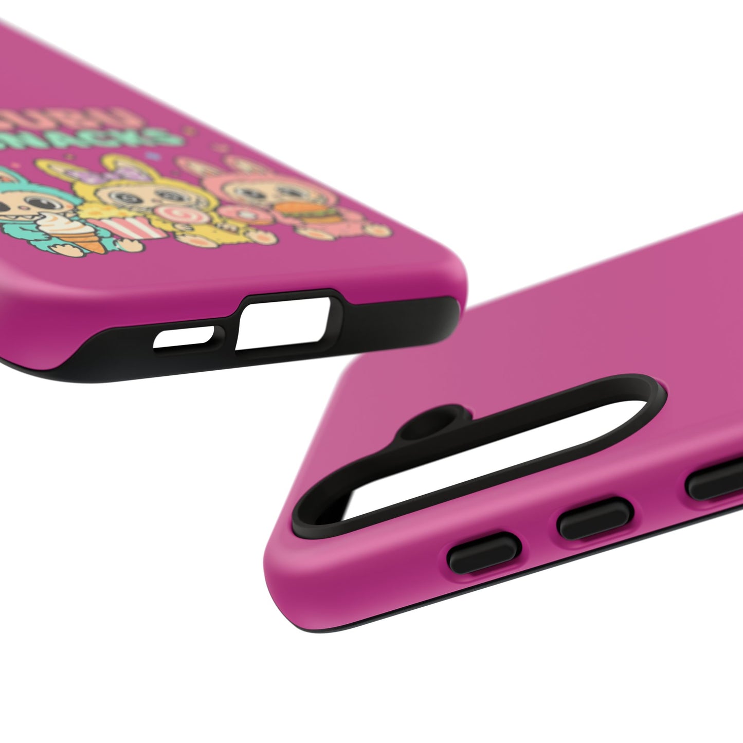 Cute Character Phone Case - Labubus & Snacks, Kawaii Accessories, Gift for Food Lovers, Fun Phone Cover, Cute Tech Gear