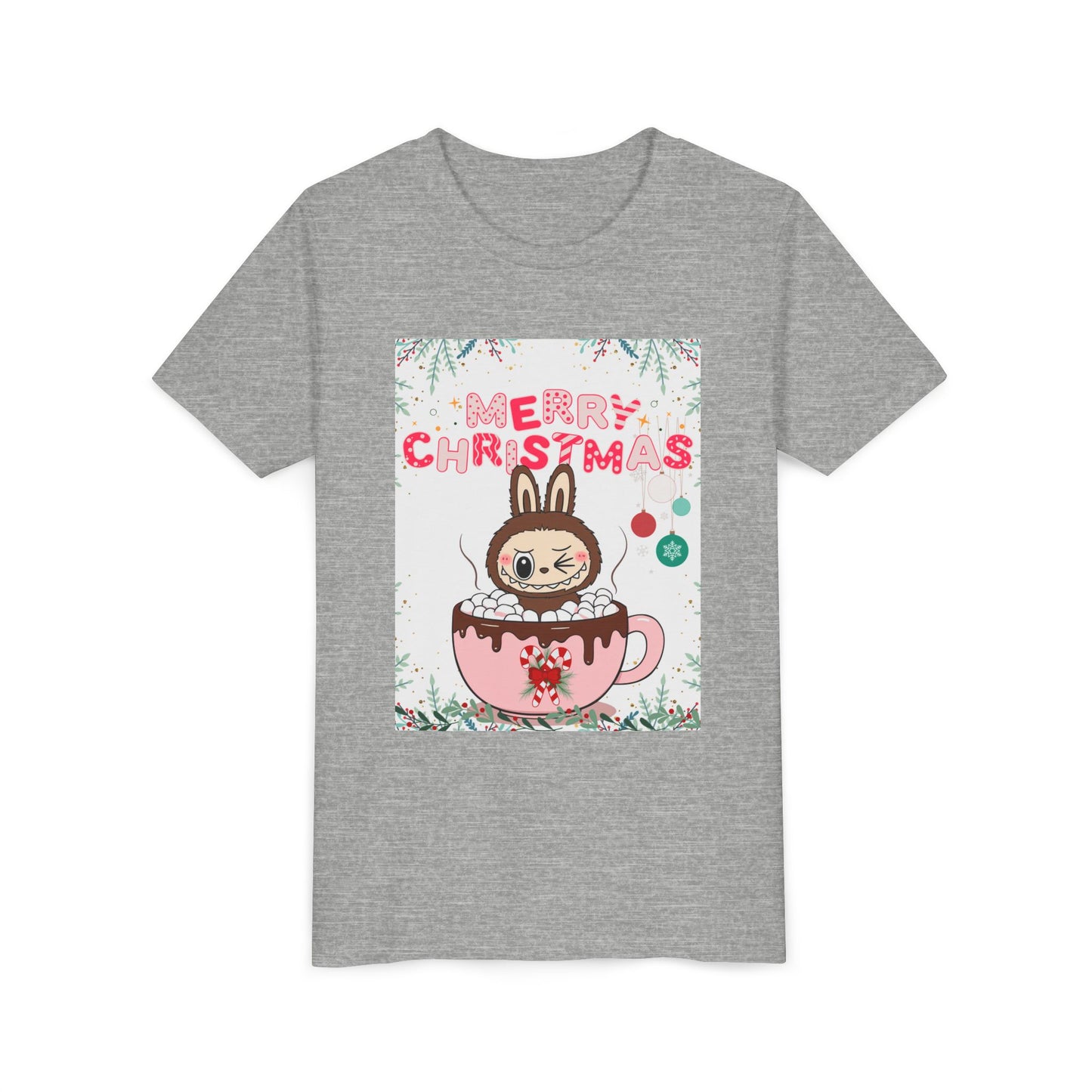 Christmas Bunny Youth Tee, Merry Christmas Shirt, Cute Holiday T-Shirt, Kids Christmas Apparel, Festive Youth Shirt
