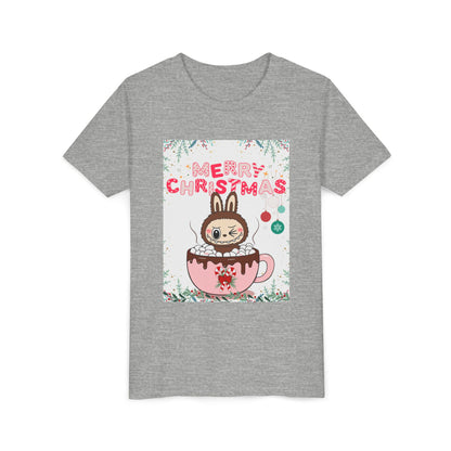 Christmas Bunny Youth Tee, Merry Christmas Shirt, Cute Holiday T-Shirt, Kids Christmas Apparel, Festive Youth Shirt