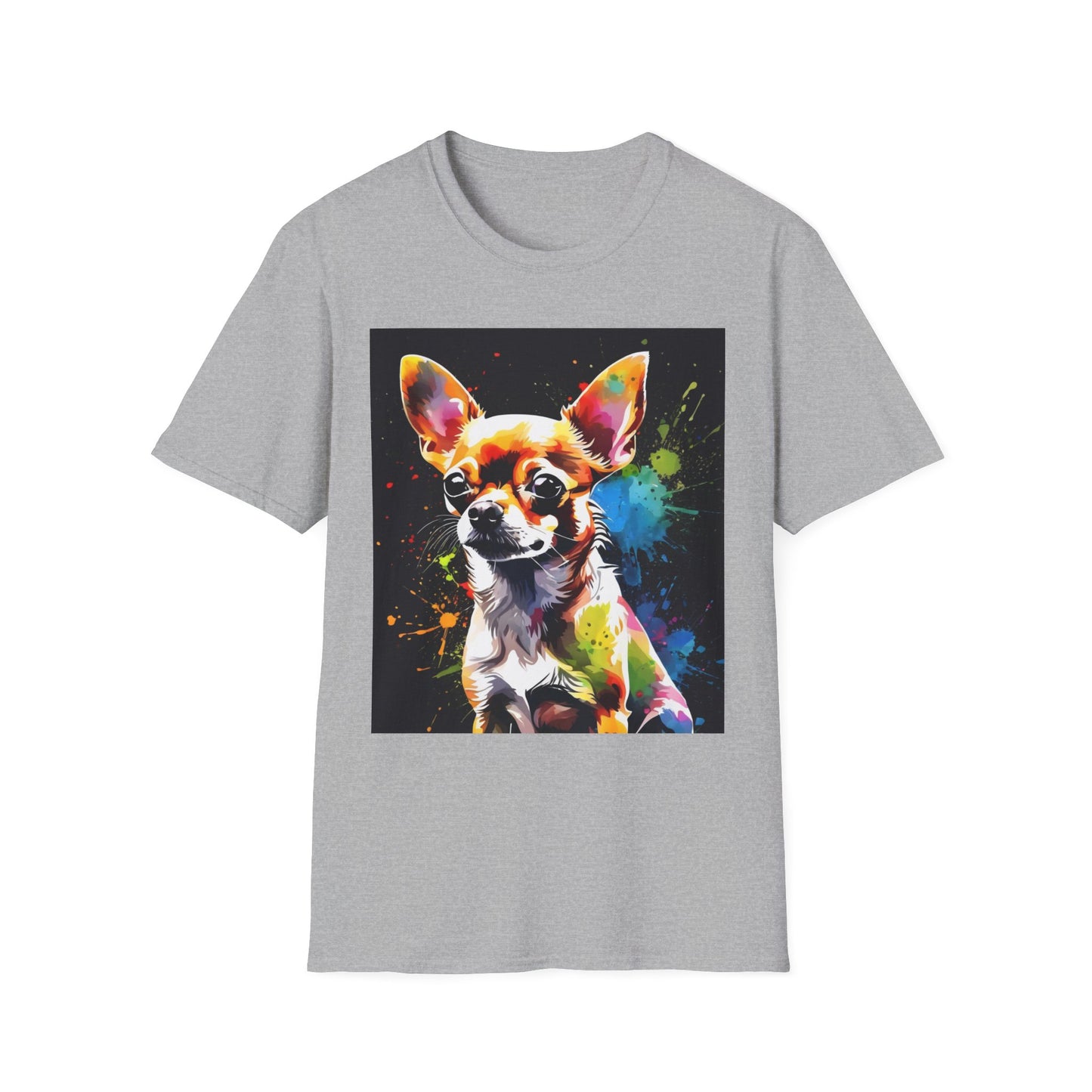 Colorful Chihuahua Art T-Shirt, Pet Lover Gift, Animal Lover Tee, Casual Wear, Unique Dog T-Shirt, Dog Mom Gift