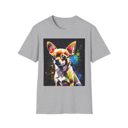 Colorful Chihuahua Art T-Shirt, Pet Lover Gift, Animal Lover Tee, Casual Wear, Unique Dog T-Shirt, Dog Mom Gift