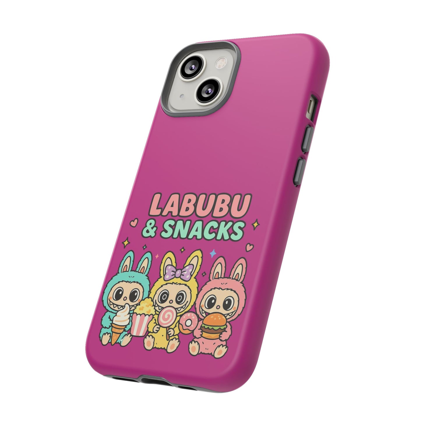 Cute Character Phone Case - Labubus & Snacks, Kawaii Accessories, Gift for Food Lovers, Fun Phone Cover, Cute Tech Gear