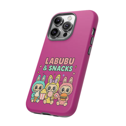 Cute Character Phone Case - Labubus & Snacks, Kawaii Accessories, Gift for Food Lovers, Fun Phone Cover, Cute Tech Gear