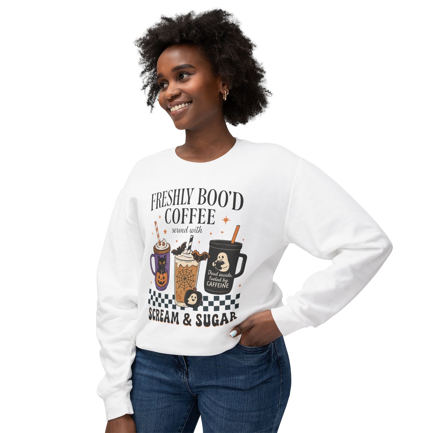 Halloween Coffee Sweatshirt, Unisex Halloween Crewneck, Scream & Sugar Sweater, Gift for Coffee Lovers, Fall Fashion
