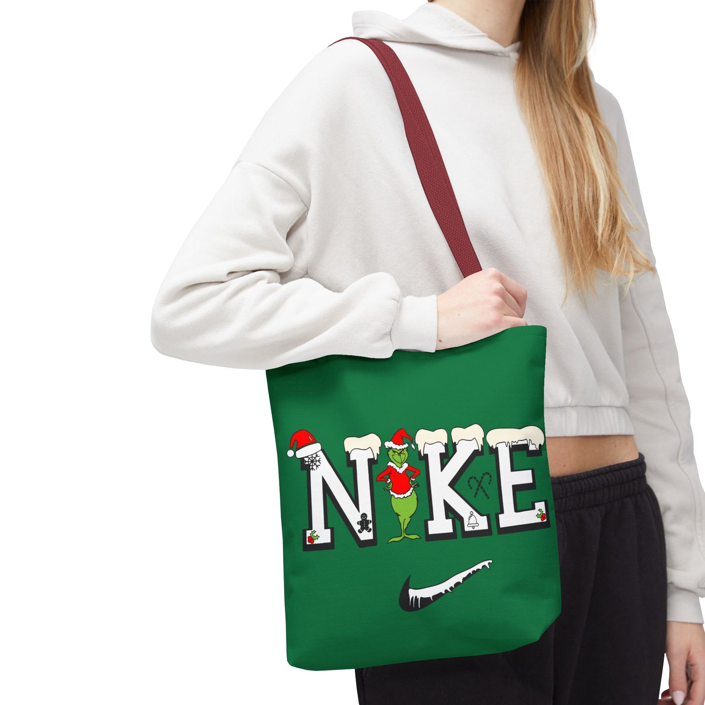Whimsical Christmas Tote Bag, Grinch Design, Holiday Shopping, Gift Bag, Eco-Friendly, Merry Christmas Decor