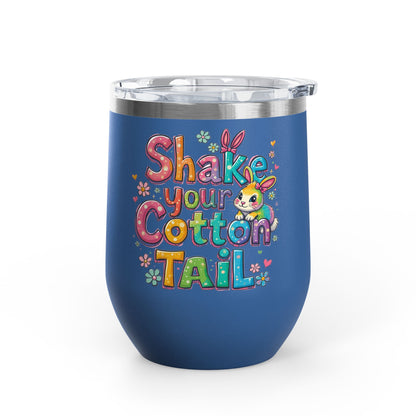Colorful Easter Wine Tumbler | Shake Your Cotton Tail | Gift for Bunny Lovers, Party Accessories, Spring Celebrations, Cute Drinkware