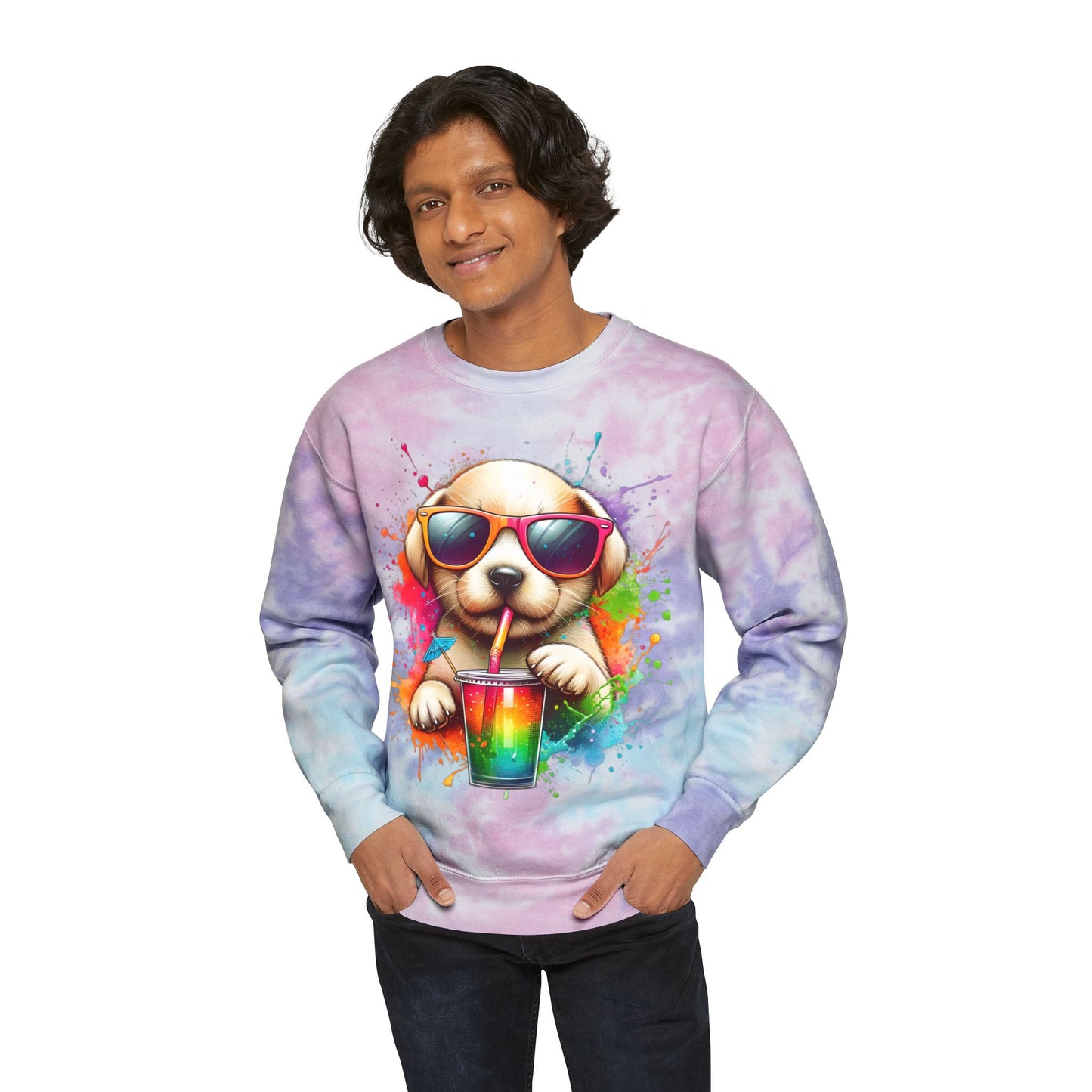 Colorful Tie-Dye Dog Lover Sweatshirt - Cozy Gift for Pet Owners, Perfect for Birthdays, Casual Outfits, Spring, Summer