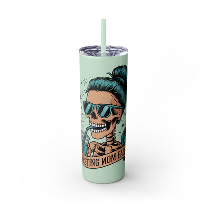 Funny Skull Mom Tumbler, Cool Gift for Moms, 20oz Skinny Cup, Unique Birthday Present, Trendy Drinkware for Halloween