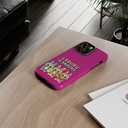 Cute Character Phone Case - Labubus & Snacks, Kawaii Accessories, Gift for Food Lovers, Fun Phone Cover, Cute Tech Gear