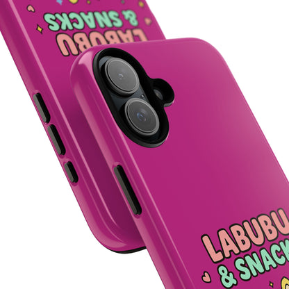 Cute Character Phone Case - Labubus & Snacks, Kawaii Accessories, Gift for Food Lovers, Fun Phone Cover, Cute Tech Gear