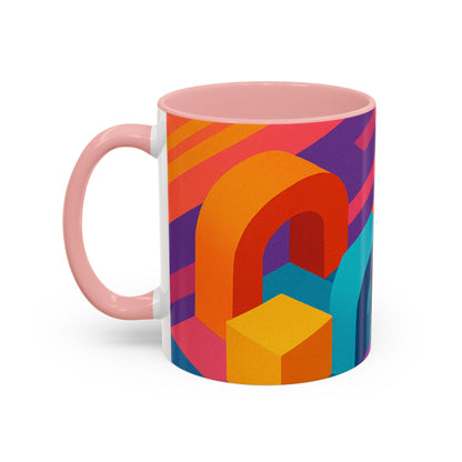 Vibrant Geometric Accent Coffee Mug, Colorful Ceramic Mug for Home or Office, Unique Gift for Birthdays, Holidays, Art Lovers