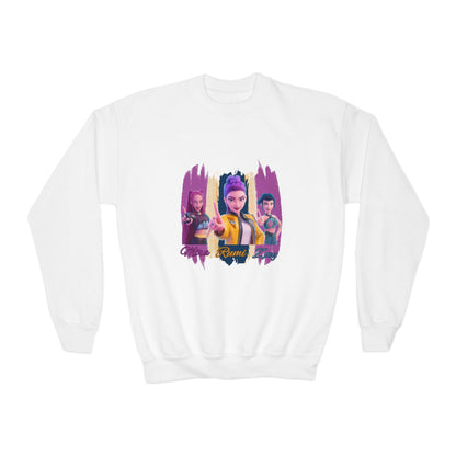 Vibrant Youth Crewneck Sweatshirt with Colorful Designs, Cozy Pullover for Kids, Unisex Sweatshirt, Great for Gifts, Cool Streetwear