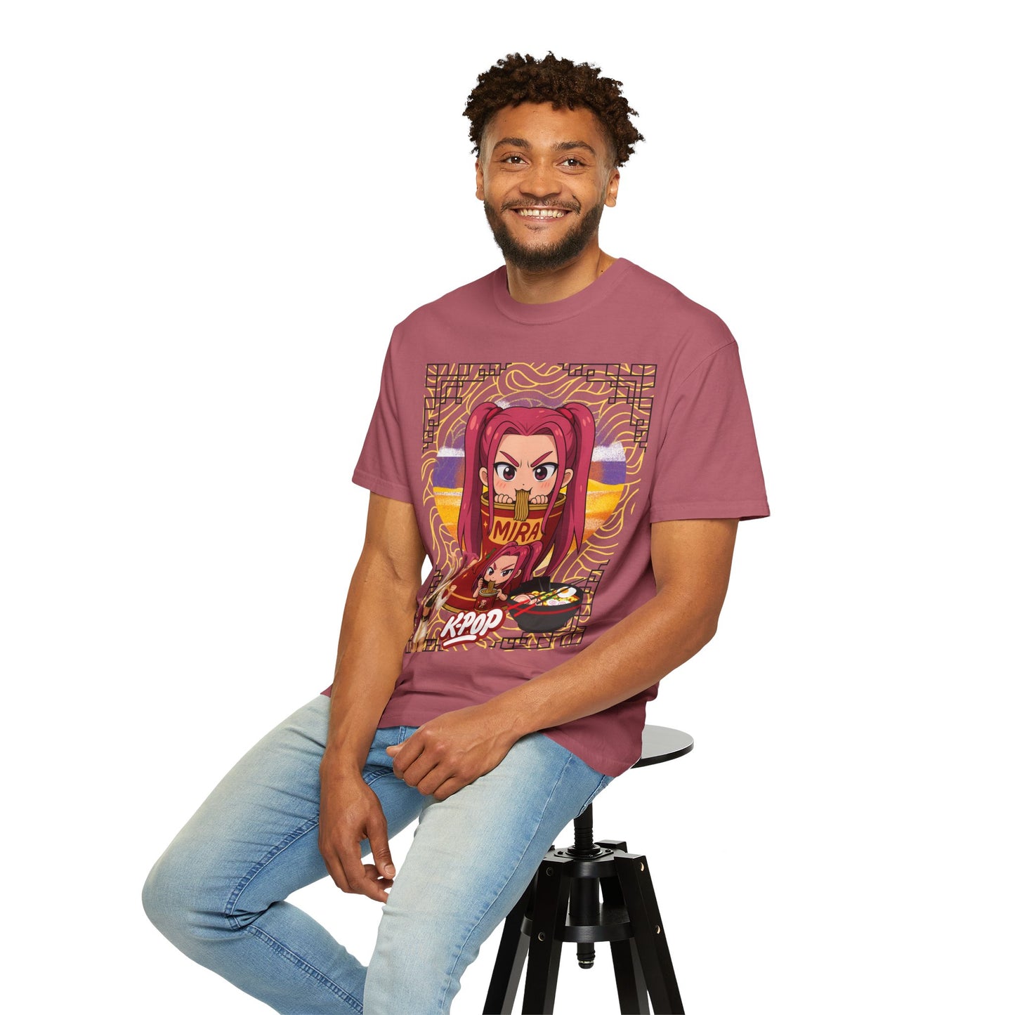 K-Pop Inspired Garment-Dyed T-Shirt, Trendy Streetwear, Anime Fan Apparel, Casual Wear, Gifts for Music Lovers
