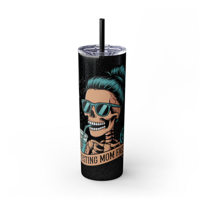 Funny Skull Mom Tumbler, Cool Gift for Moms, 20oz Skinny Cup, Unique Birthday Present, Trendy Drinkware for Halloween
