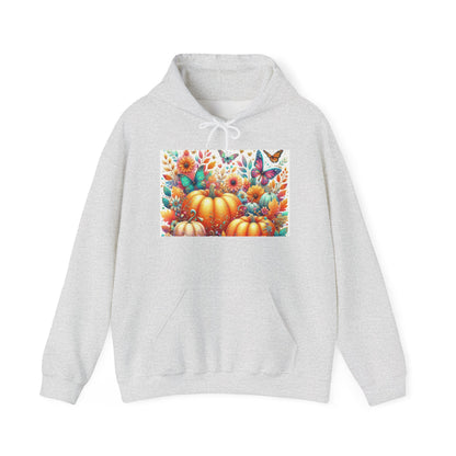 Autumn Floral Pumpkin Hoodie, Cozy Fall Sweatshirt, Nature Lover Gift, Halloween Attire, Harvest Fashion, Seasonal Style