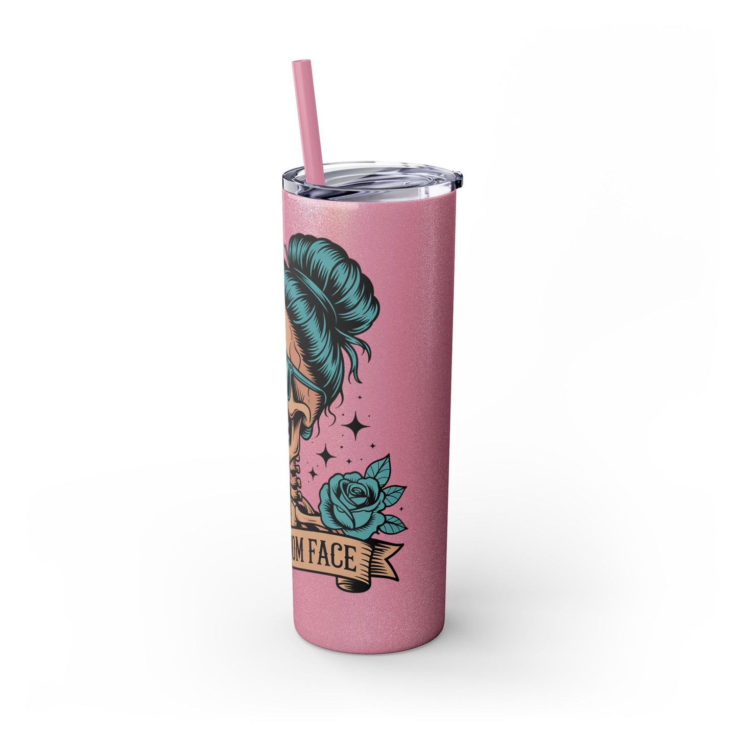 Funny Skull Mom Tumbler, Cool Gift for Moms, 20oz Skinny Cup, Unique Birthday Present, Trendy Drinkware for Halloween