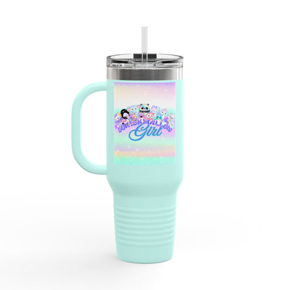 Magical Girl Insulated Travel Mug, 40oz - Perfect for Coffee Lovers, Birthday Gift, Rainbow Vibes, Cute Character Design, Adventure Mug