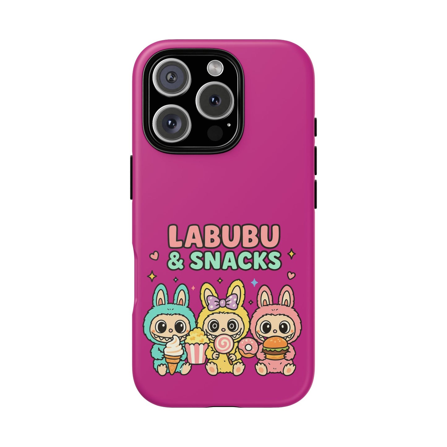 Cute Character Phone Case - Labubus & Snacks, Kawaii Accessories, Gift for Food Lovers, Fun Phone Cover, Cute Tech Gear