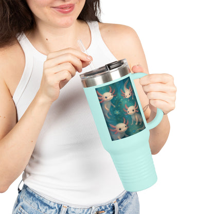 Whimsical Insulated Travel Mug, 40oz - Cute Creatures Design for Coffee Lovers, Travel, Gifts, Birthday, Nature Enthusiasts, Fun Mugs
