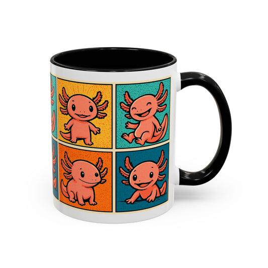 Cute Axolotl Coffee Mug, Fun Animal Mug, Colorful Drinking Cup, Gift for Kids, Office Mug, Aquarium Lover's Cup