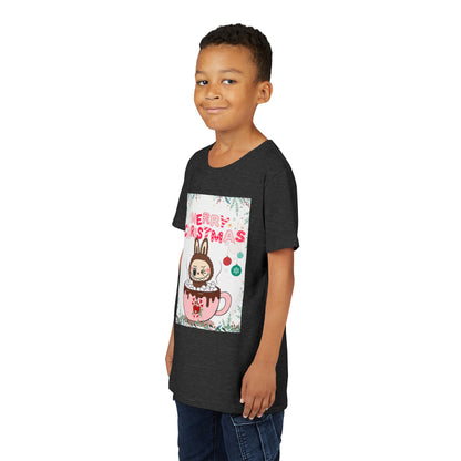Christmas Bunny Youth Tee, Merry Christmas Shirt, Cute Holiday T-Shirt, Kids Christmas Apparel, Festive Youth Shirt