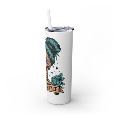 Funny Skull Mom Tumbler, Cool Gift for Moms, 20oz Skinny Cup, Unique Birthday Present, Trendy Drinkware for Halloween