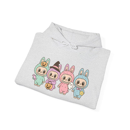 Cute Bunny-Themed Unisex Hoodie, Cozy Animal Sweatshirt for Halloween, Gift for Animal Lovers, Casual Cute Apparel, Funny Graphic Sweatshirt