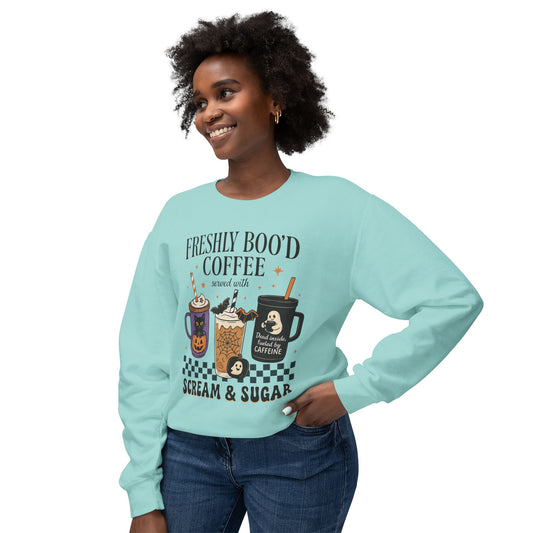 Halloween Coffee Sweatshirt, Unisex Halloween Crewneck, Scream & Sugar Sweater, Gift for Coffee Lovers, Fall Fashion
