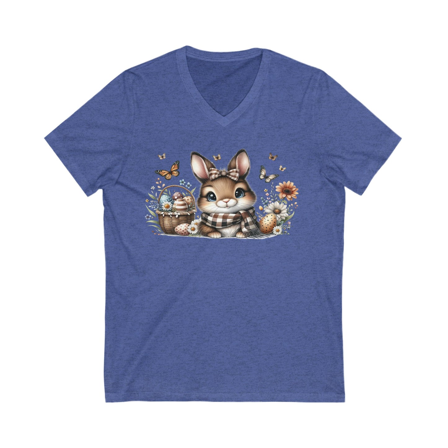 Cute Bunny V-Neck Tee, Adorable Animal T-Shirt for Spring, Nature Lovers Gift, Easter Celebration, Cozy Casual Wear