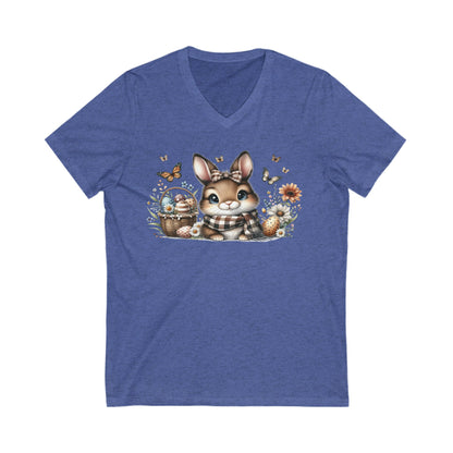Cute Bunny V-Neck Tee, Adorable Animal T-Shirt for Spring, Nature Lovers Gift, Easter Celebration, Cozy Casual Wear