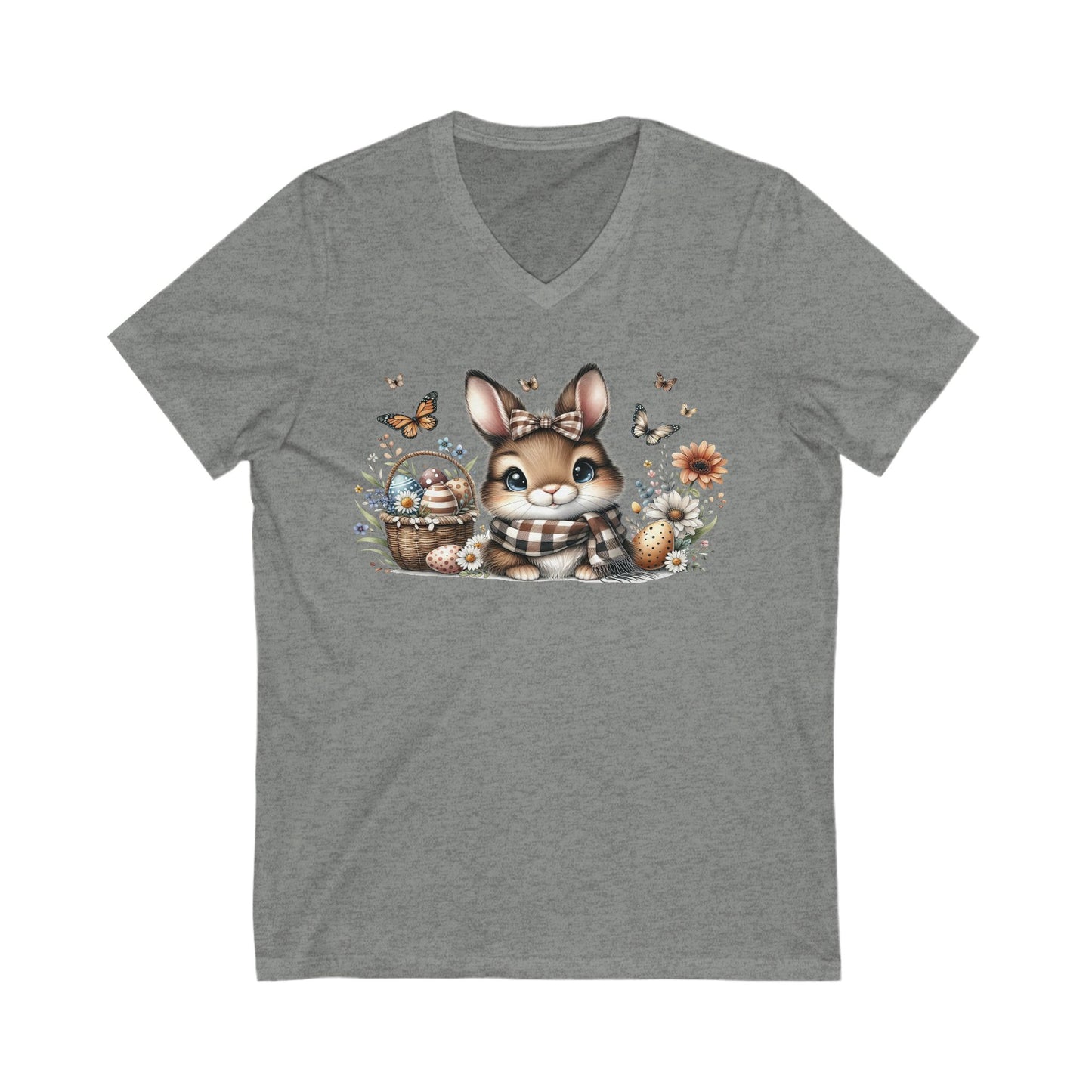 Cute Bunny V-Neck Tee, Adorable Animal T-Shirt for Spring, Nature Lovers Gift, Easter Celebration, Cozy Casual Wear