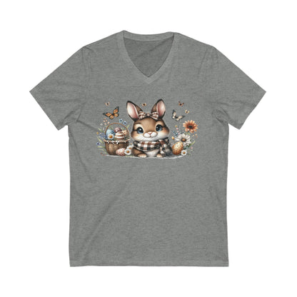 Cute Bunny V-Neck Tee, Adorable Animal T-Shirt for Spring, Nature Lovers Gift, Easter Celebration, Cozy Casual Wear