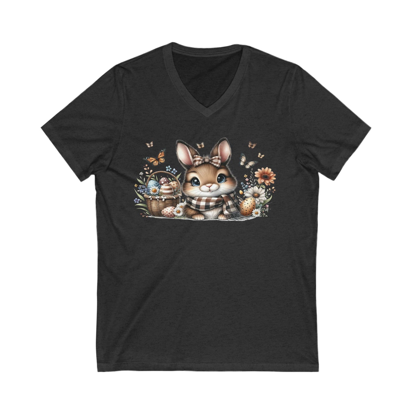 Cute Bunny V-Neck Tee, Adorable Animal T-Shirt for Spring, Nature Lovers Gift, Easter Celebration, Cozy Casual Wear