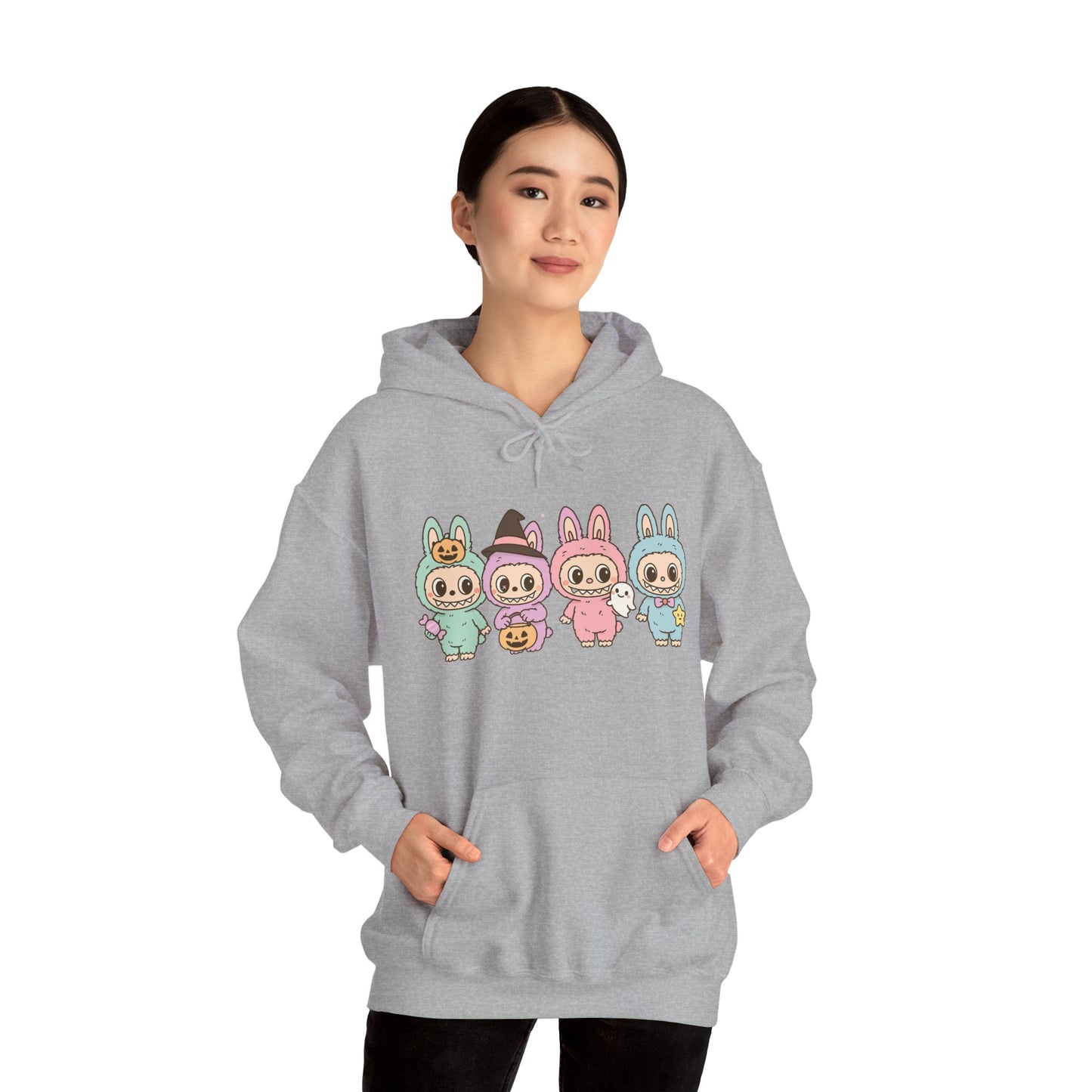 Cute Bunny-Themed Unisex Hoodie, Cozy Animal Sweatshirt for Halloween, Gift for Animal Lovers, Casual Cute Apparel, Funny Graphic Sweatshirt